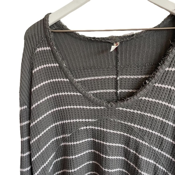 Free People Sunset Park Drippy Waffle Knit Striped Thermal Tunic Top, Size XS - Picture 3 of 8